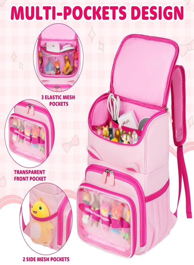 Jaffzora Carrying Backpack Compatible with Toniebox 2 & 1 Starter Set, Travel Storage Bag Fits for Tonies Figures Characters,Tonies Headphones & Accessories, Pink (Bag Only) - Image 3